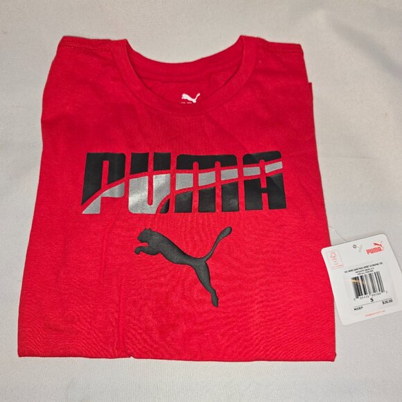 Puma Logo Short Sleeve Crew Neck T-Shirt in Red, Youth sizes, NWT - Picture 4 of 6